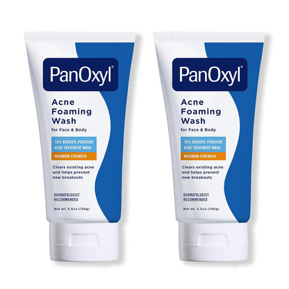 10% Benzoyl Peroxide Acne Foaming Wash, Maximum Strength, Daily Acne-Fighting Face and Body Cleanser, Face Wash to Clear, Treat and Prevent Acne Pimples and Stubborn Breakouts, 5.5 Oz Tube