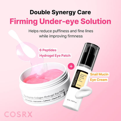 Pink Peptides Collagen Hydrogel Eye Patches – Cooling Under Eye Masks with Peptides & Caffeine for Puffiness, Hydration & Firm-Looking Skin, 60 Count