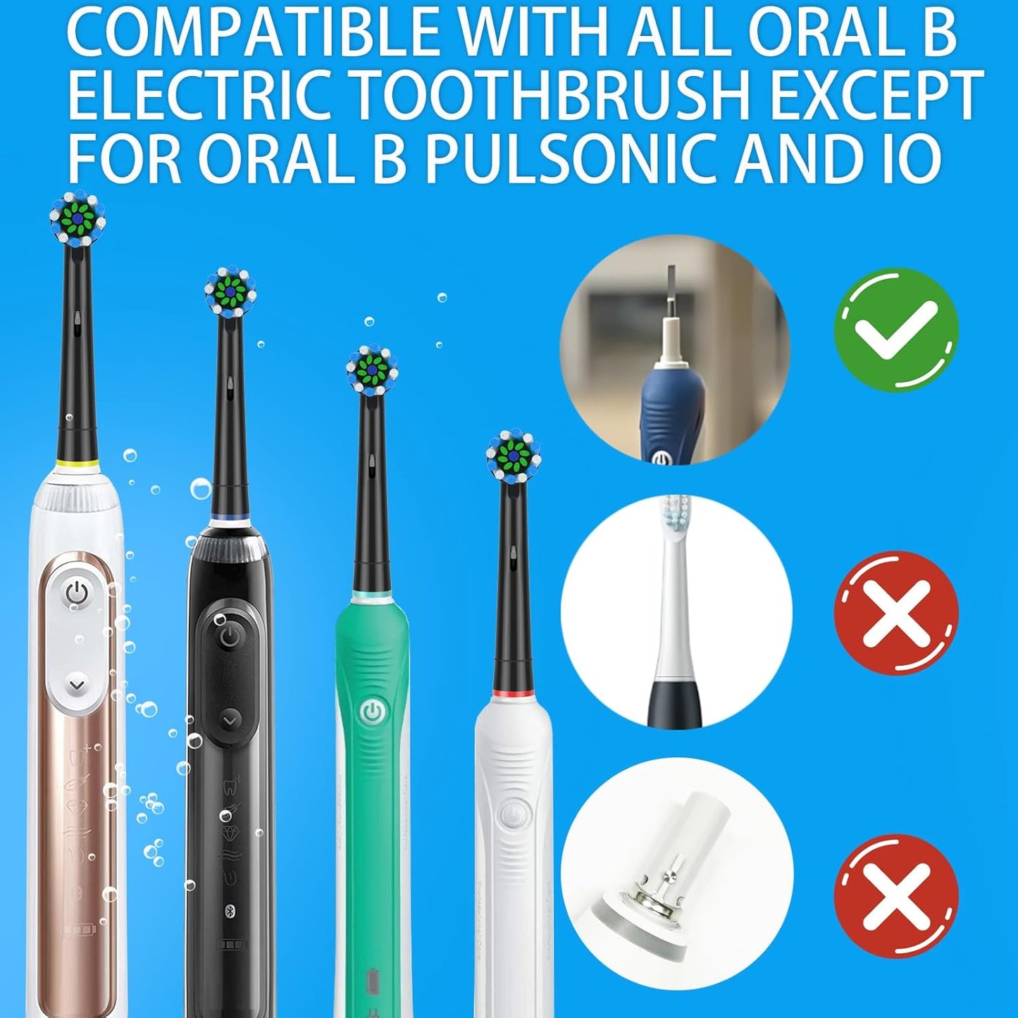 Replacement Brush Heads Fit for Braun Oral b, Compatible with Oral-B Pro 1000/2000/3000/5000/6000 Smart and Genius Electric Toothbrush, 12 Pcs (Black) 