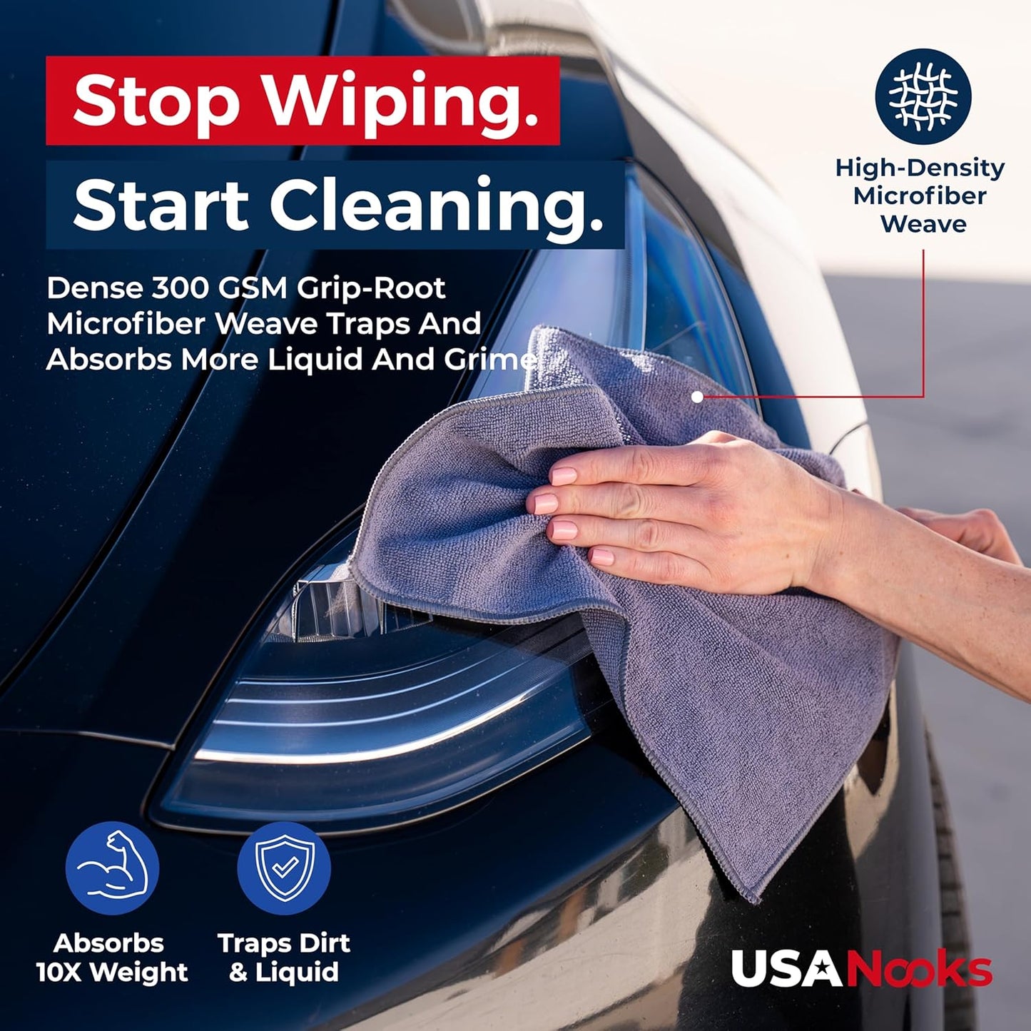 12-Pack Microfiber Cleaning Cloths - Ultra Absorbent, Streak-Free Shine, 1200 Washes - Perfect for Car Cleaning & Home Use!