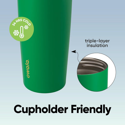 30oz Insulated Stainless Steel Water Bottle with Straw & Leakproof Lid – Green