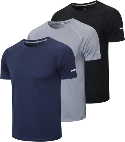 Men's Quick-Dry Mesh Athletic Workout T-Shirts - 1/3 Pack